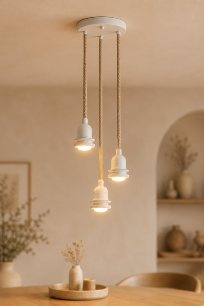 Plafondlamp armatuur naturel wit met 3 snoeren