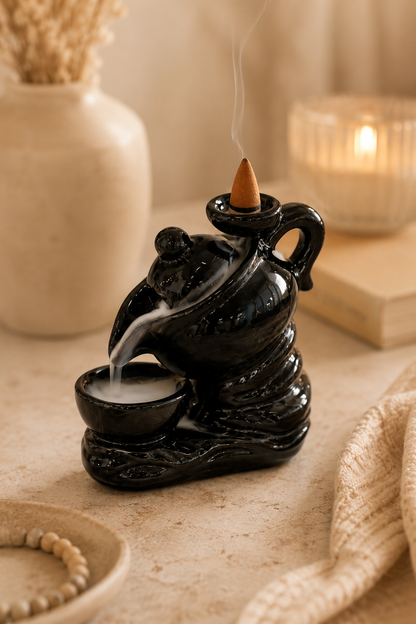 Terugstroom wierookbrander theepot