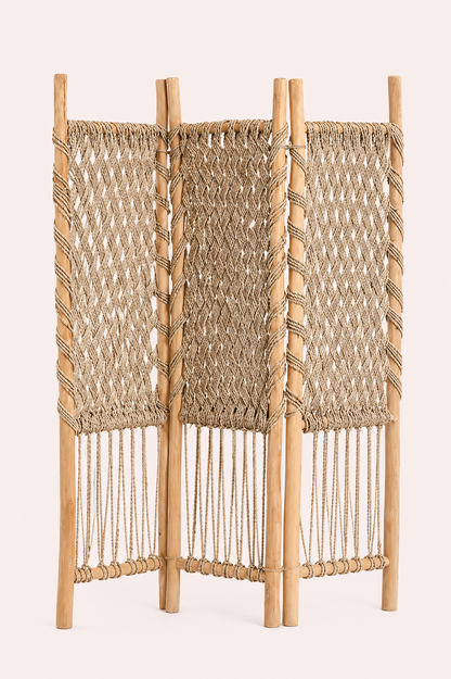 Kamerscherm naturel teak en zeegras