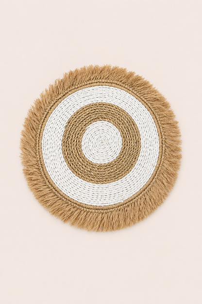 Placemat zeegras en raffia naturel wit