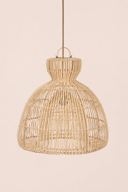 Rotan hanglamp naturel sculpturaal