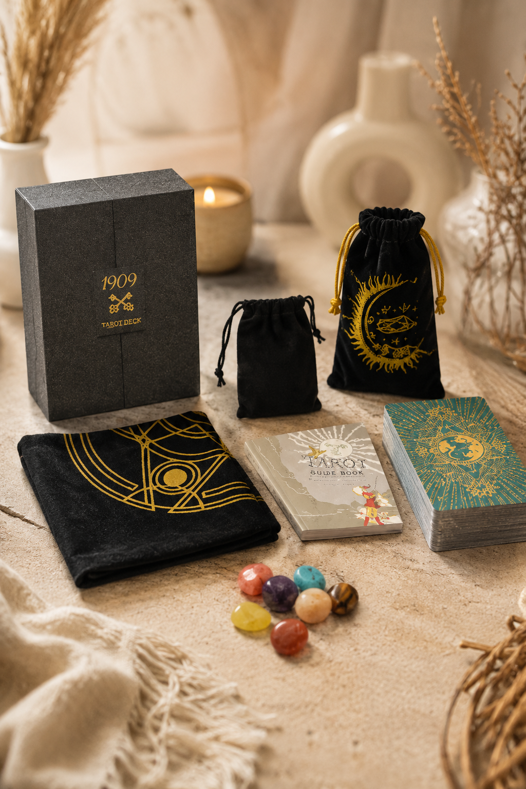Goud en turquoise folie tarotkaarten cadeauset