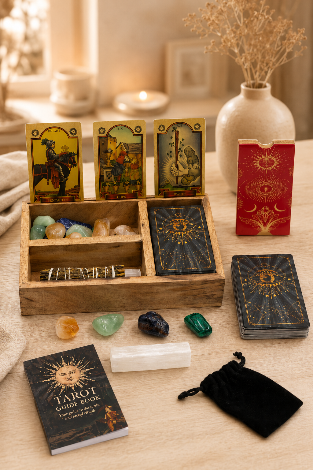 Driedelige tarotdoos met kaarthouder