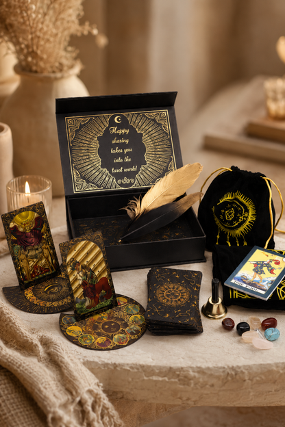 Goudfolie tarot cadeauset laat de magie beginnen