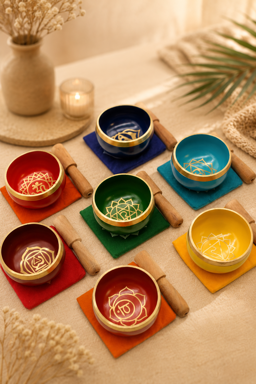 Chakra piramide klankschaal cadeauset 7 schalen