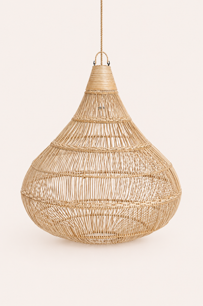 Rotan hanglamp druppelvorm naturel