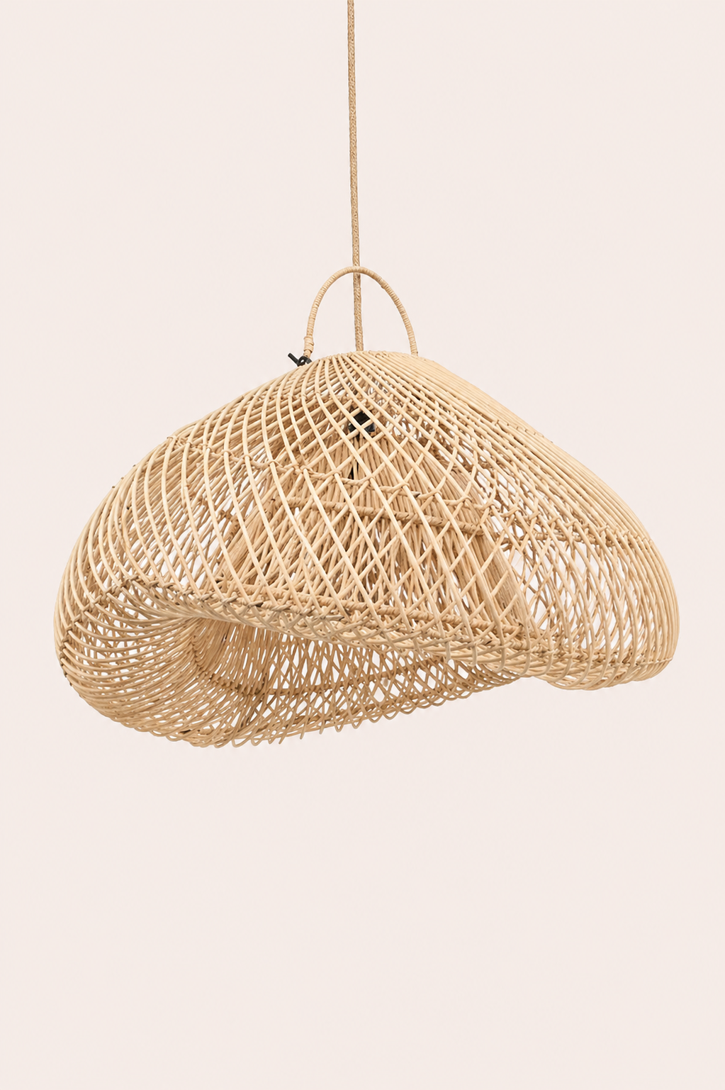 Rotan hanglamp naturel wolkvorm