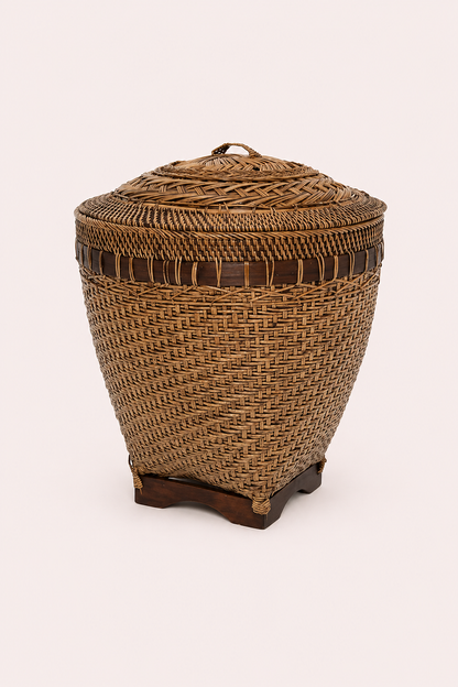 Rotan opbergmand naturel bruin met patroon