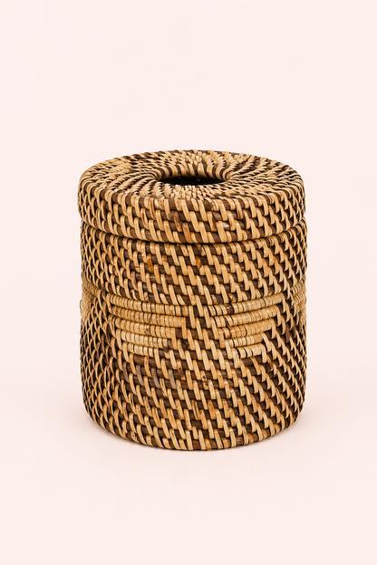 Rotan tissuedoos houder naturel bruin