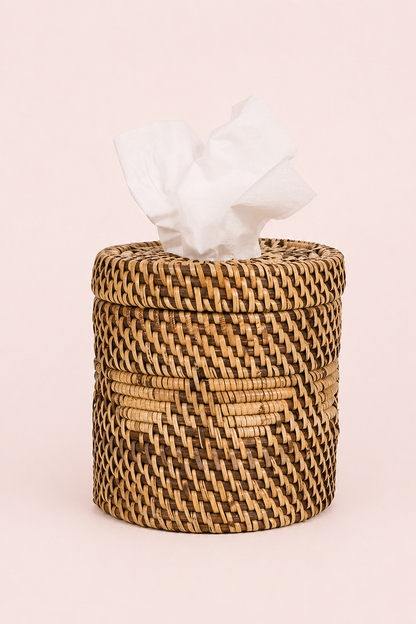 Rotan tissuedoos houder naturel bruin