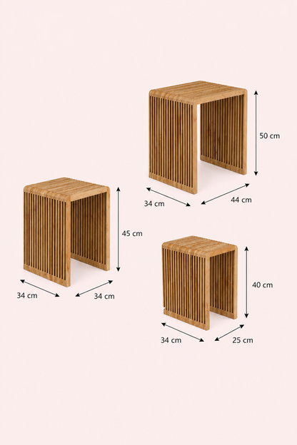 Mica Decorations Yonker Bijzettafel Set van 3 – Bruin Gerecycled Teak