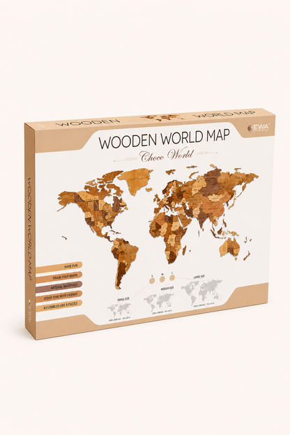 Houten wandpuzzel wereldkaart