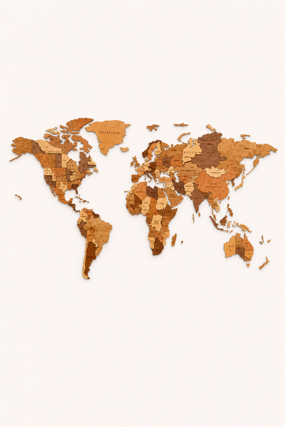 Houten wandpuzzel wereldkaart