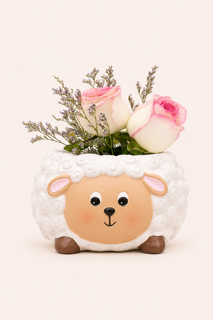 Lammetje bloempot van kunsthars