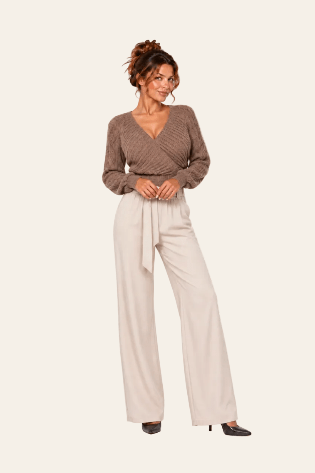 Pantalon large confortable avec ceinture à nouer