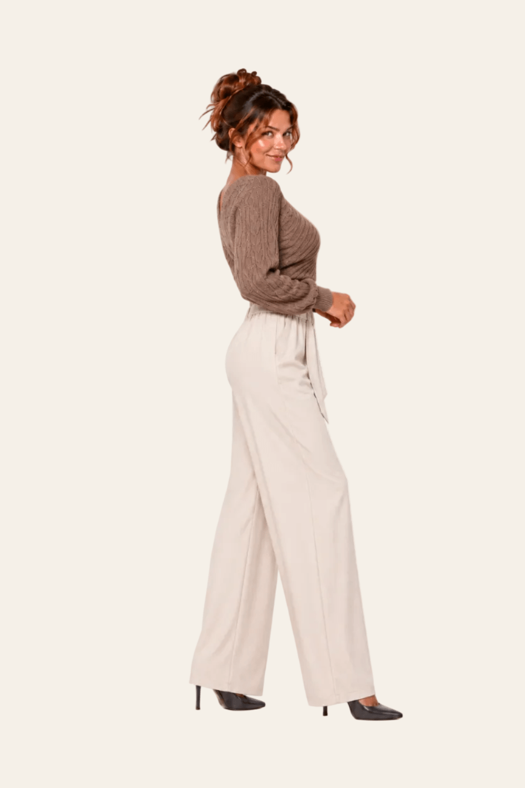 Pantalon large confortable avec ceinture à nouer