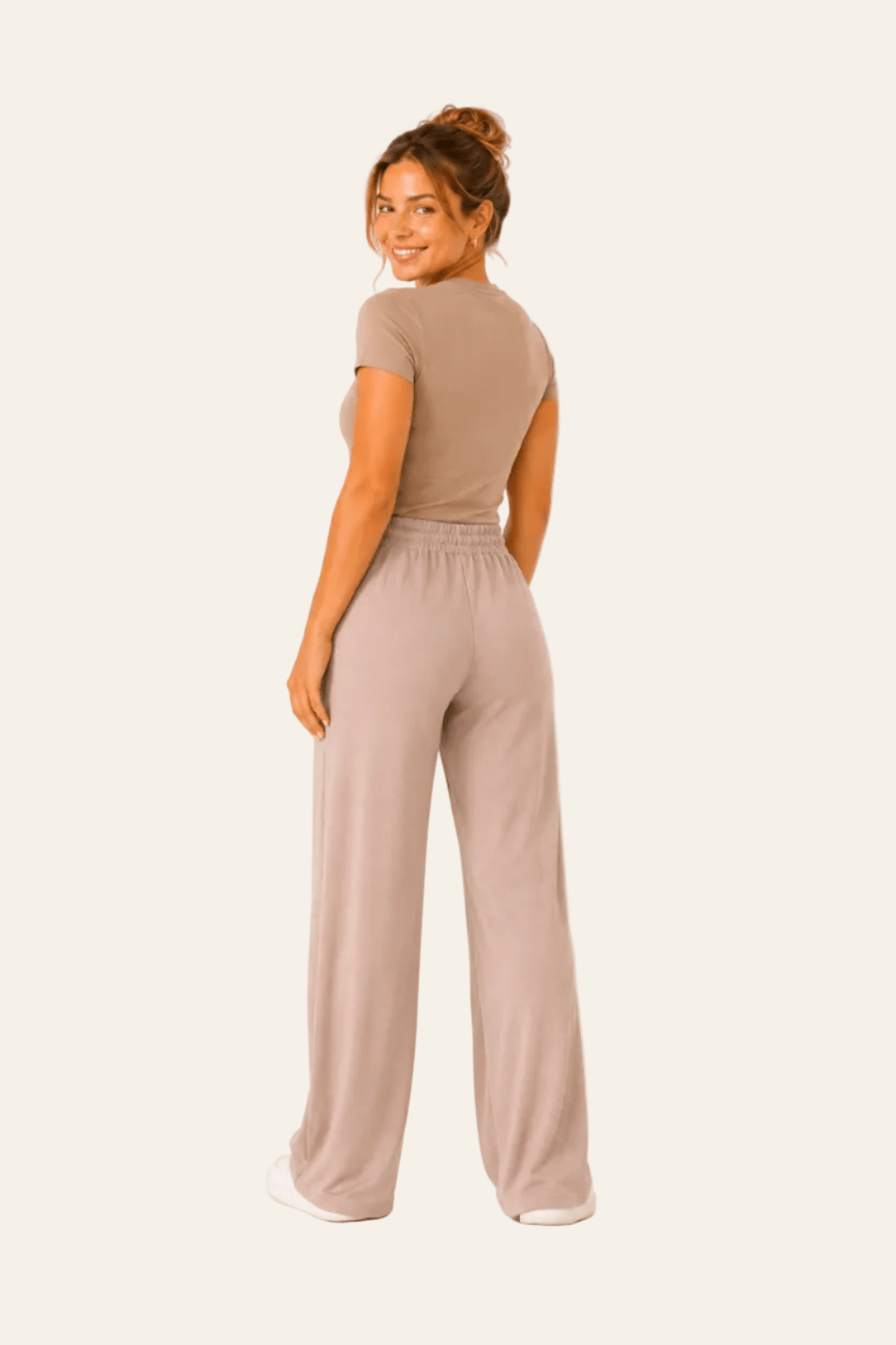 Comfortabele damesbroek met hoge taille en wijde pijpen