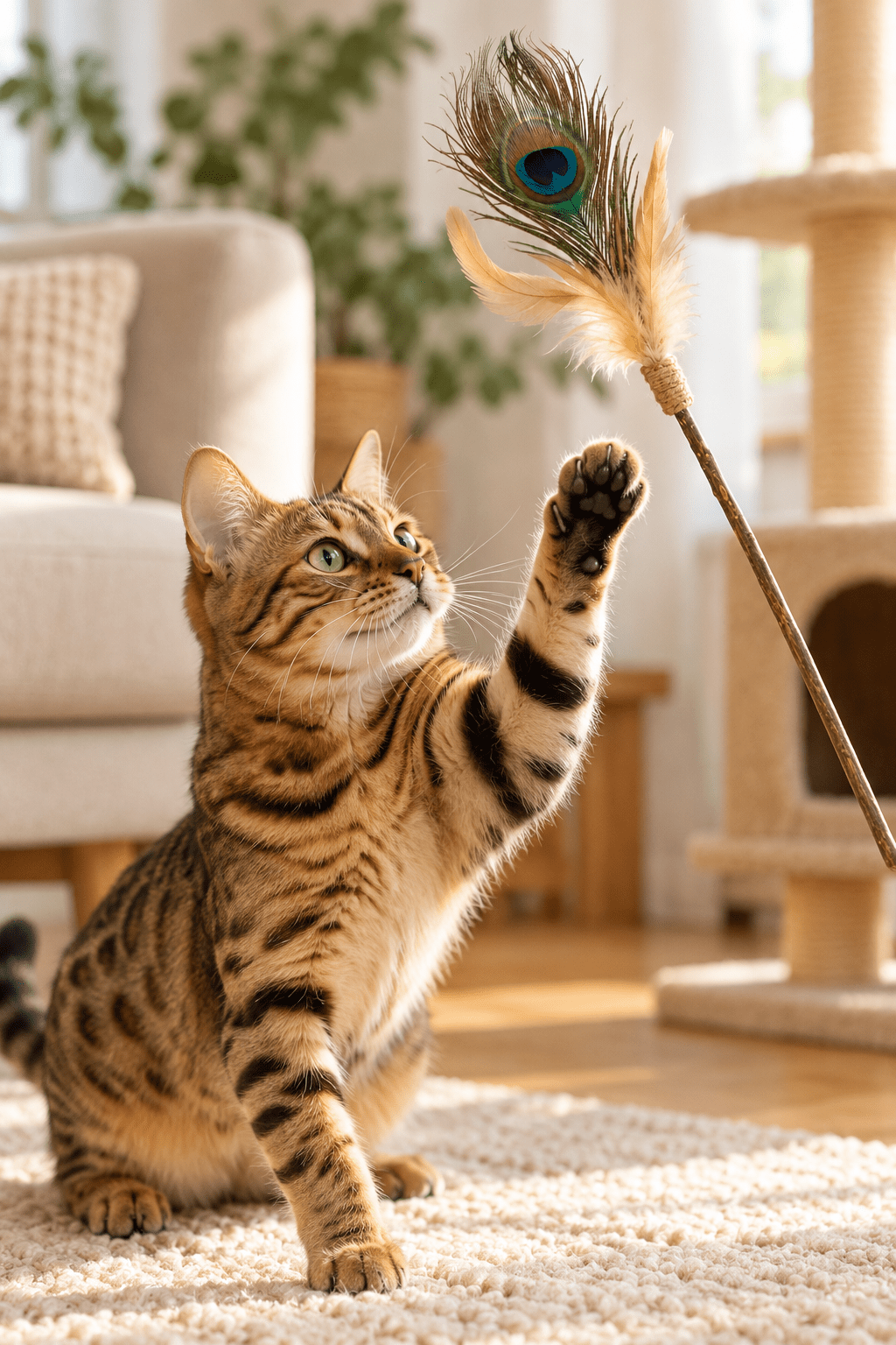 Croci Euphoria kattenhengel met matatabi en pauwenveer 12 cm als onderdeel van een exclusieve kattenspeelgoed voordeelbundel