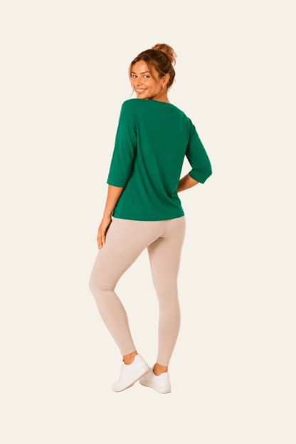T-shirt femme avec manches 3/4, encolure ronde avec texte et strass