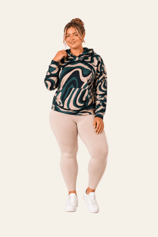Women's hooded sweatshirt with wave pattern