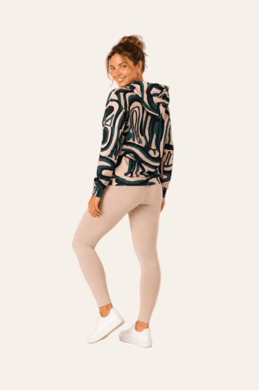 Dames sweatshirt met capuchon en golvenpatroon