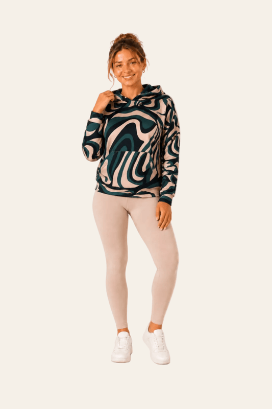 Dames sweatshirt met capuchon en golvenpatroon