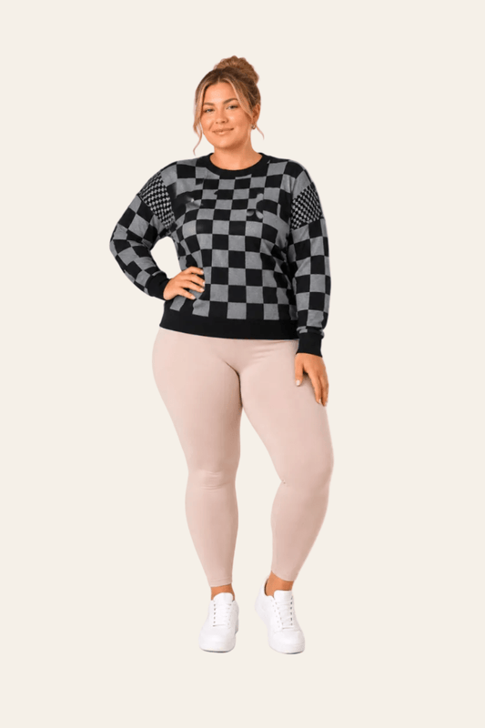 Women's jumper with diamond pattern and round neck