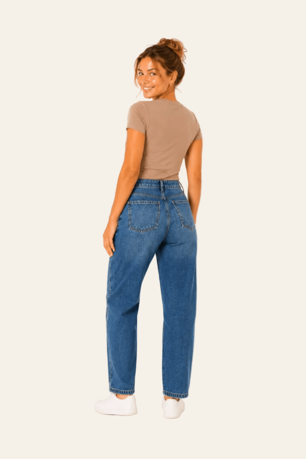 Damesjeans met hoge taille en moderne ballonpasvorm