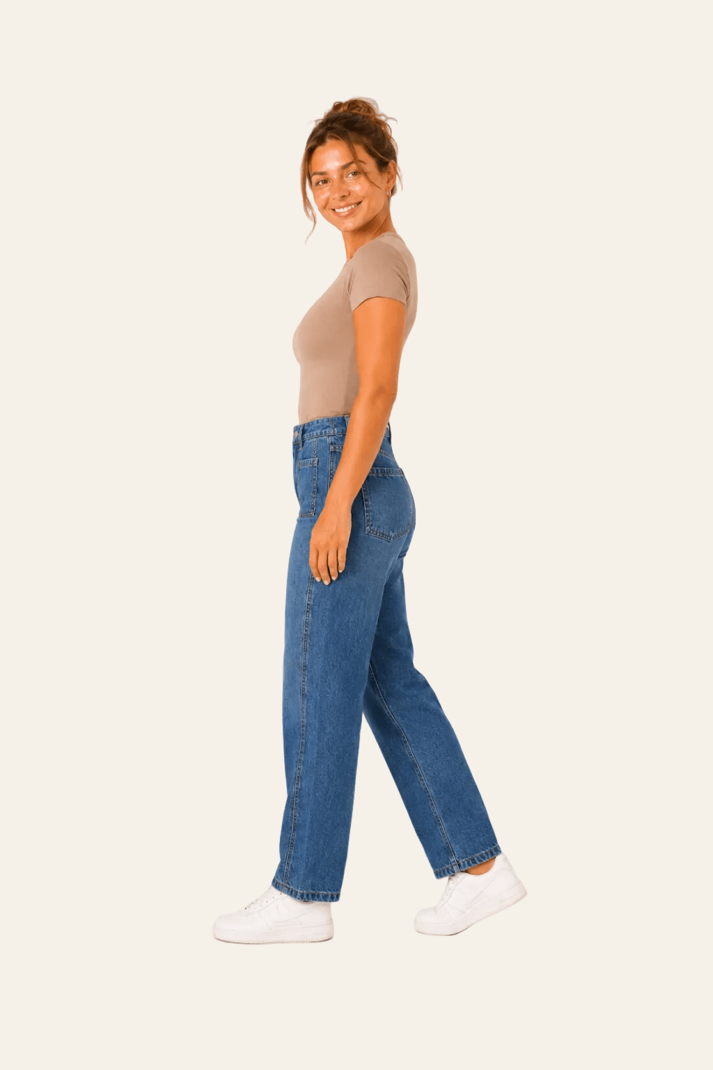 Damesjeans met hoge taille en moderne ballonpasvorm