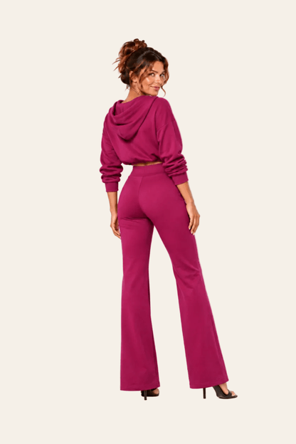 Damesset met palazzo broek en blazer in roze