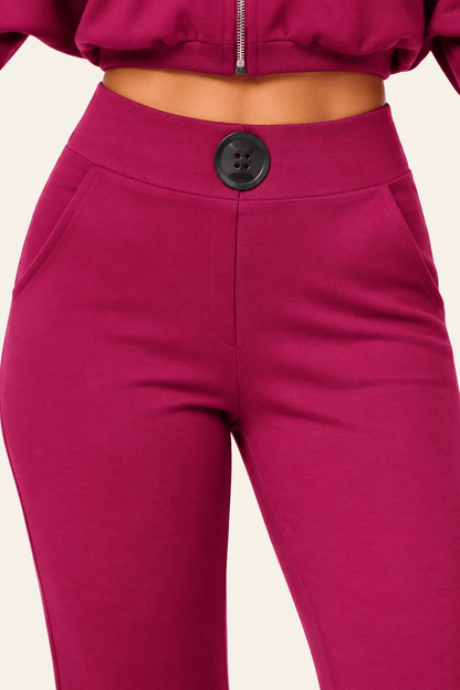 Damesset met palazzo broek en blazer in roze