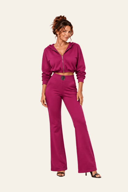 Damesset met palazzo broek en blazer in roze