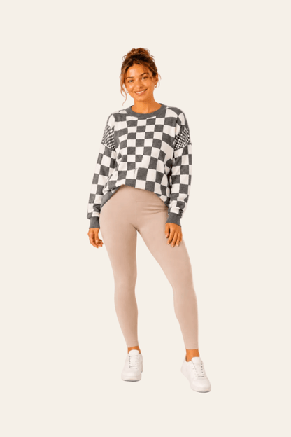 Women's jumper with diamond pattern and round neck