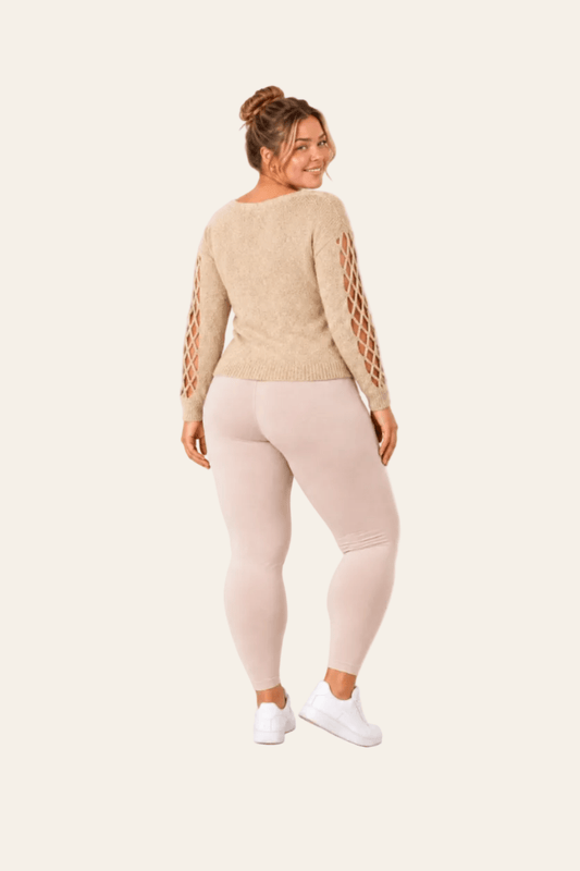 Women's sweater with a subtle sheen and cut-out sleeves