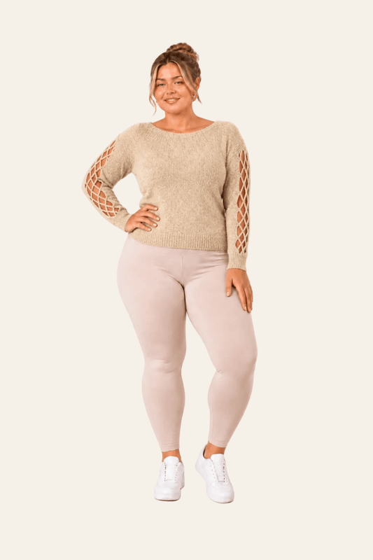Women's sweater with a subtle sheen and cut-out sleeves