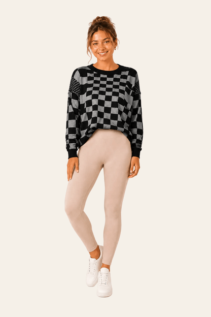 Women's jumper with diamond pattern and round neck