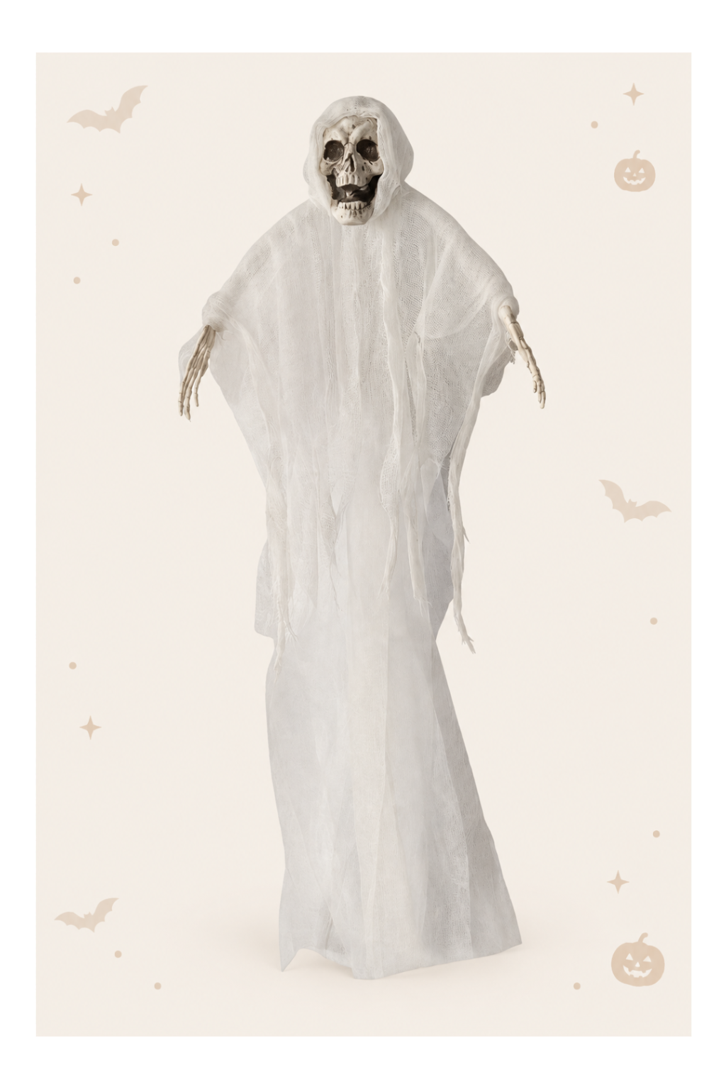 Decoratief spook in wit kunststof staand voor halloween