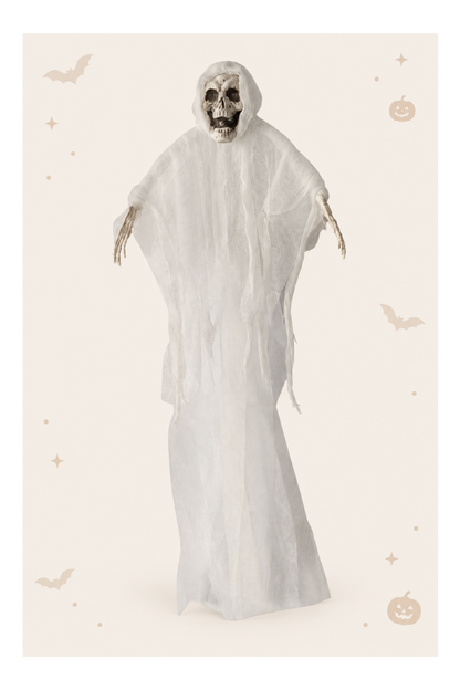 Decoratief spook in wit kunststof staand voor halloween