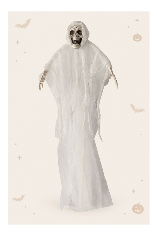 Decoratief spook in wit kunststof staand voor halloween