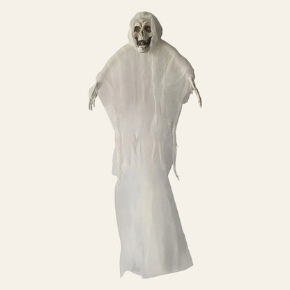 Decoratief spook in wit kunststof staand voor halloween als productiefoto