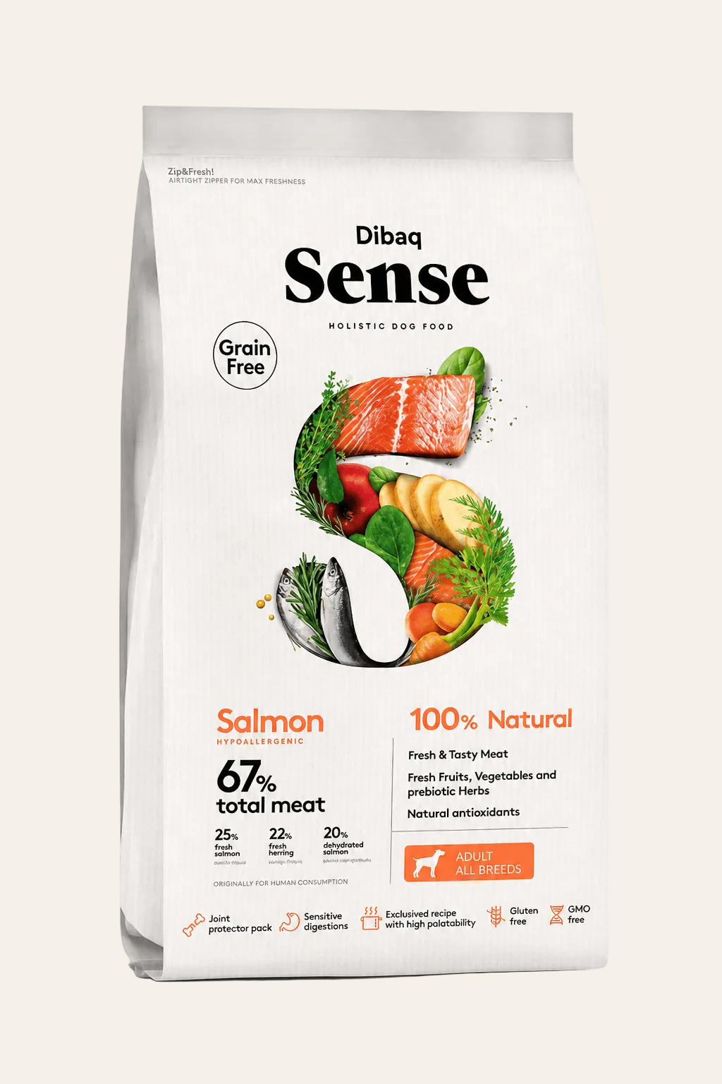 Dibaq Sense graanvrij hondenvoer met zalm en haring 2kg