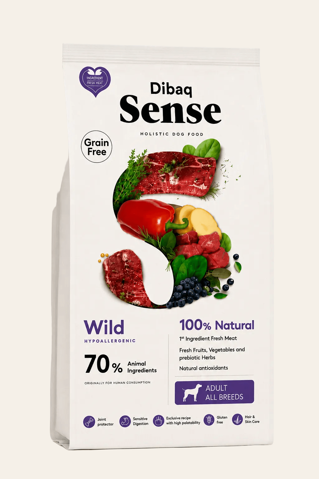 Dibaq Sense hert en wild zwijn hondenvoer 2kg