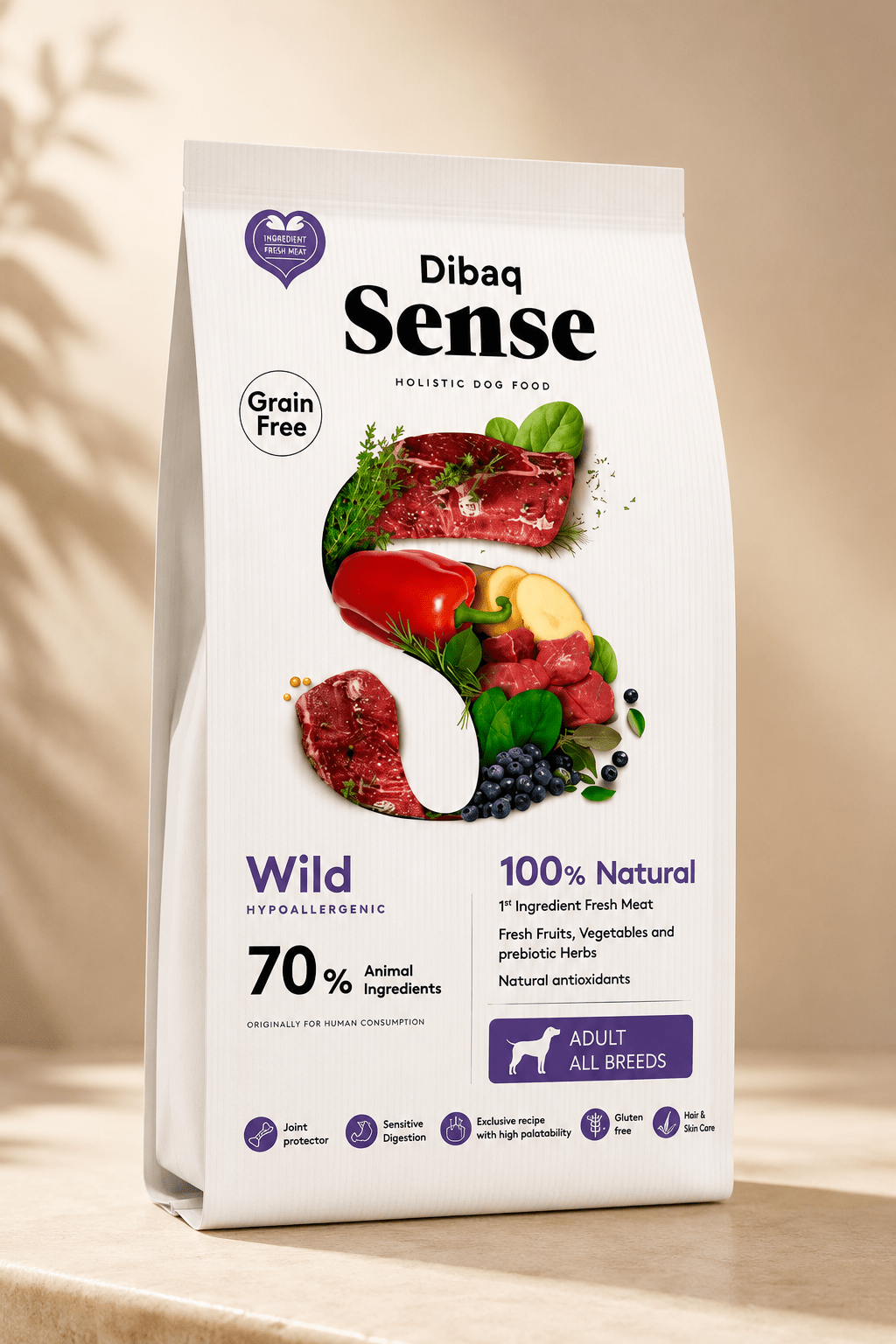 Dibaq Sense hert en wild zwijn hondenvoer 2kg