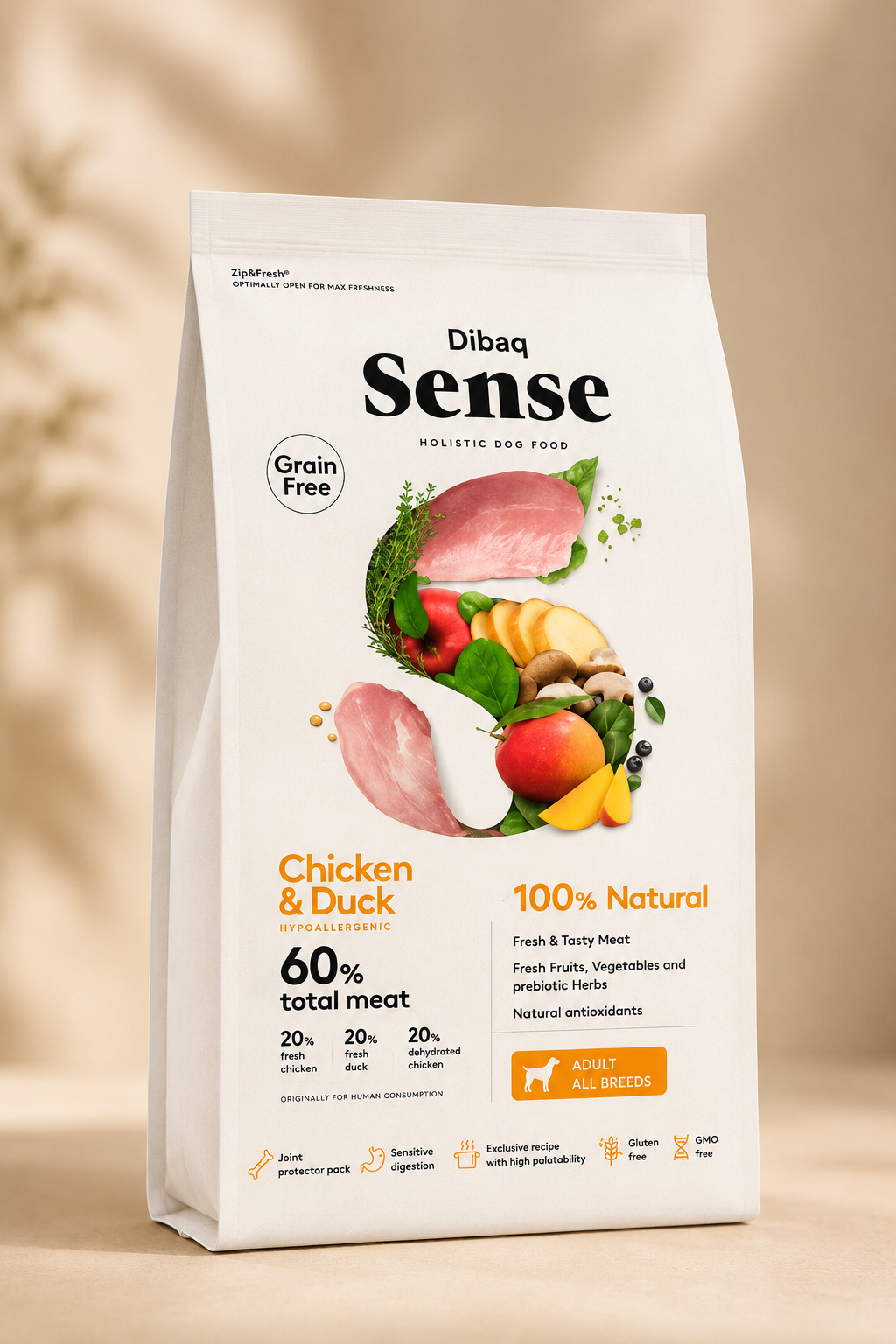 Dibaq Sense kip en eend graanvrij hondenvoer 2 kg