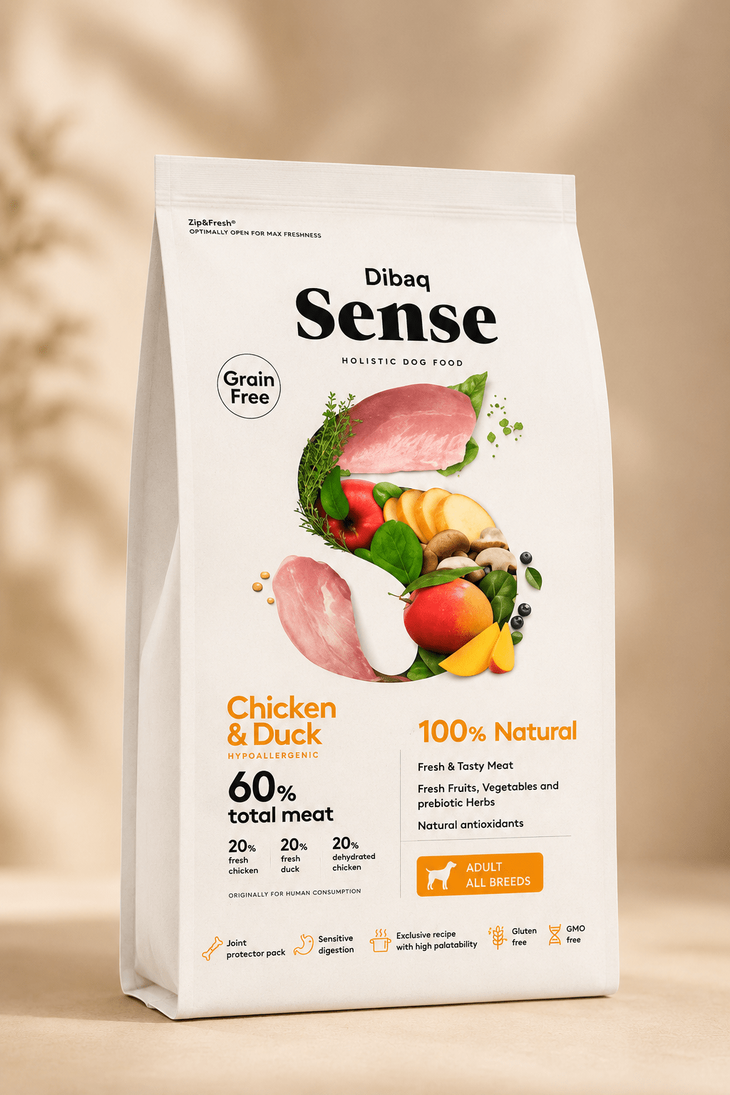Dibaq Sense kip en eend graanvrij hondenvoer 2kg