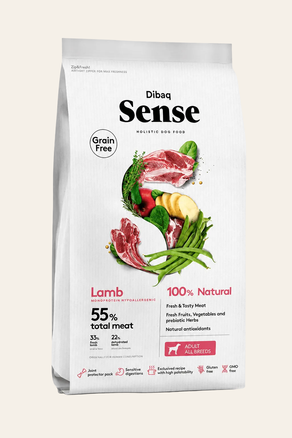 Dibaq Sense graanvrij hondenvoer met lam 2kg