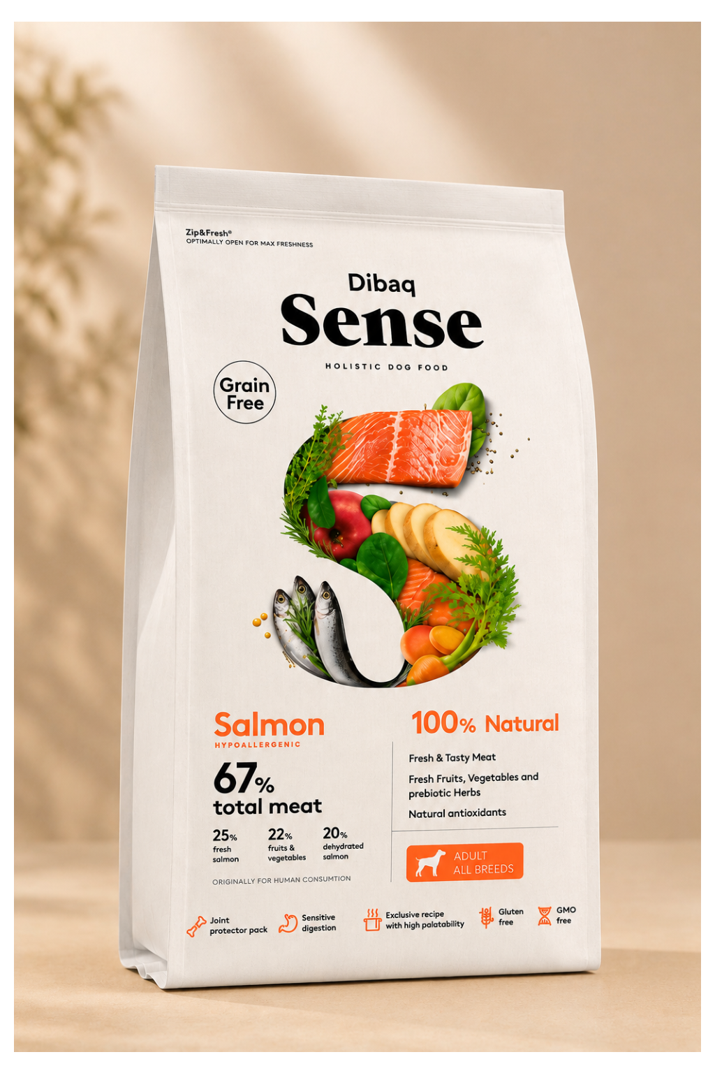 Dibaq Sense zalm en haring graanvrij hondenvoer 2 kg