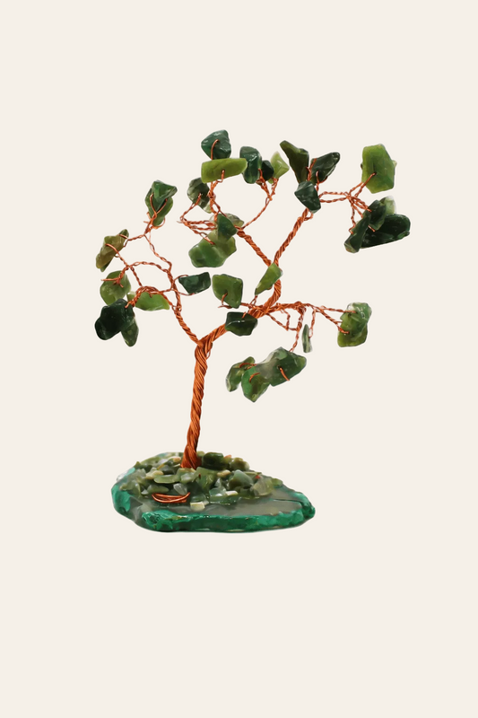 Edelsteenboom groene aventurijn op groene agaatbasis