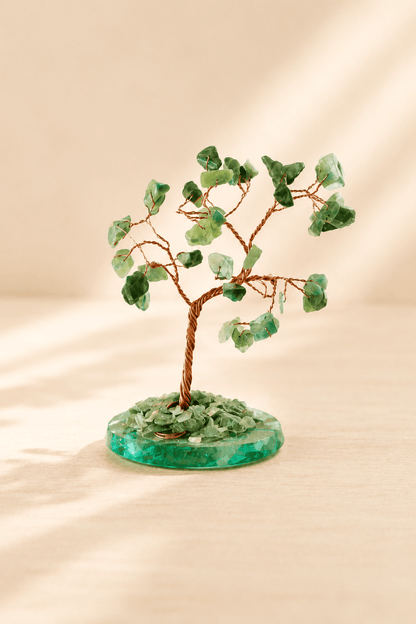 Edelsteenboom groene aventurijn op groene agaatbasis