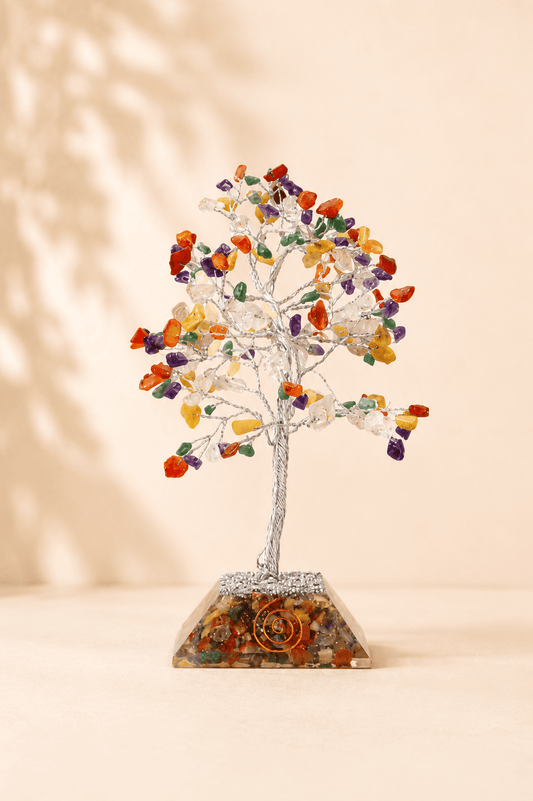 Edelsteenboom met orgoniet basis 160 stenen multi